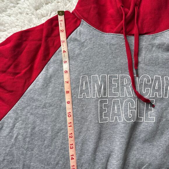 American Eagle Super Soft Men's Pullover Hoodie Red and Grey Minimalist Casual - Picture 4 of 9